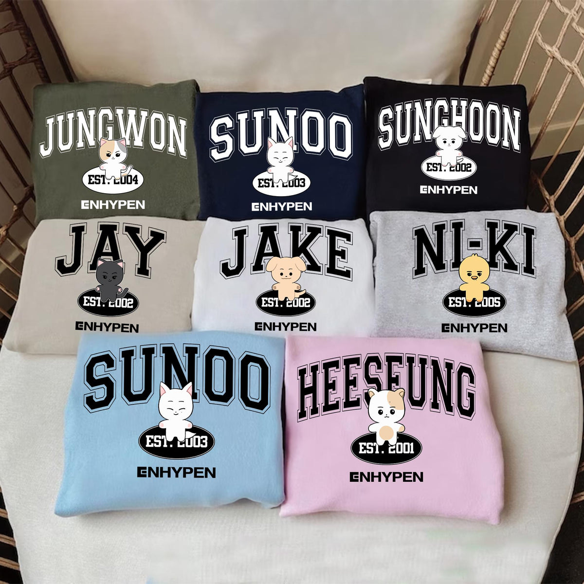 Enhypen Members Sweatshirt Enhypen Desire Unleash Shirt Enhypen Walk The Line World Tour Shirt En dolls Sunoo Heeseung Jungwon Sweatshirt – Feel-Good Design · Great Gift For Fans