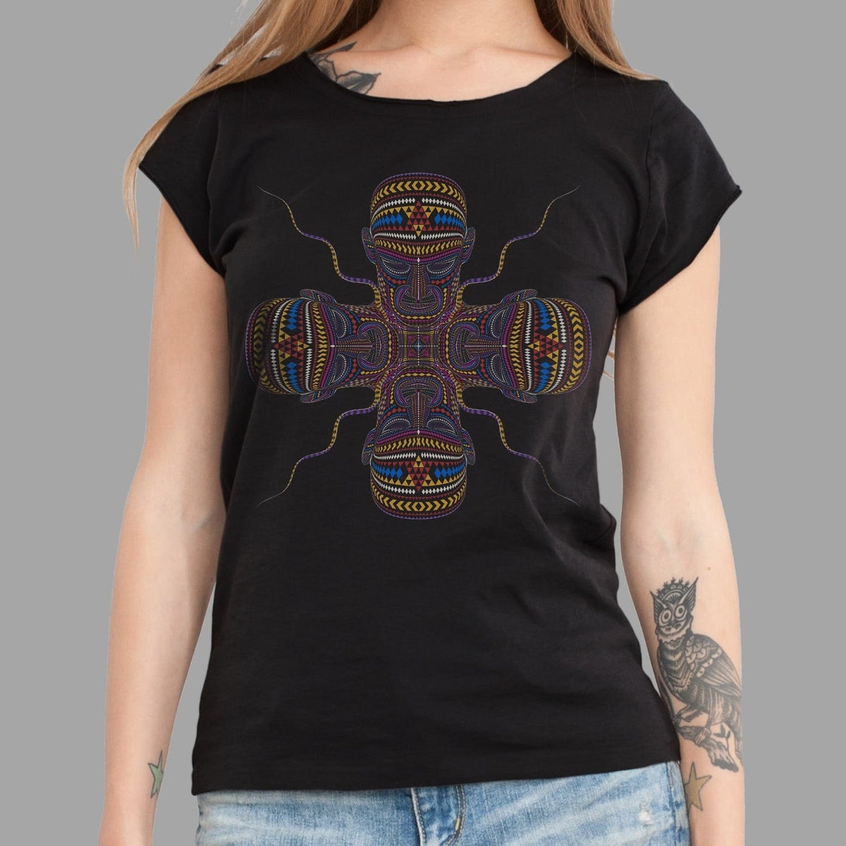 Women39s t shirt in black ChangoDMT HD festival clothing for women ayahuasca clothing with glow in the dark ink psychedelic shirt Graphic Tee – Everyday Comfort · Top Pick For Any Outfit