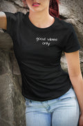 good vibes only shirt pocket print shirt pocket shirt for girlfriend gift for girlfriend shirt for wife gift positivity shirt OS169 Graphic Tee – Bold Style · High-Quality Print