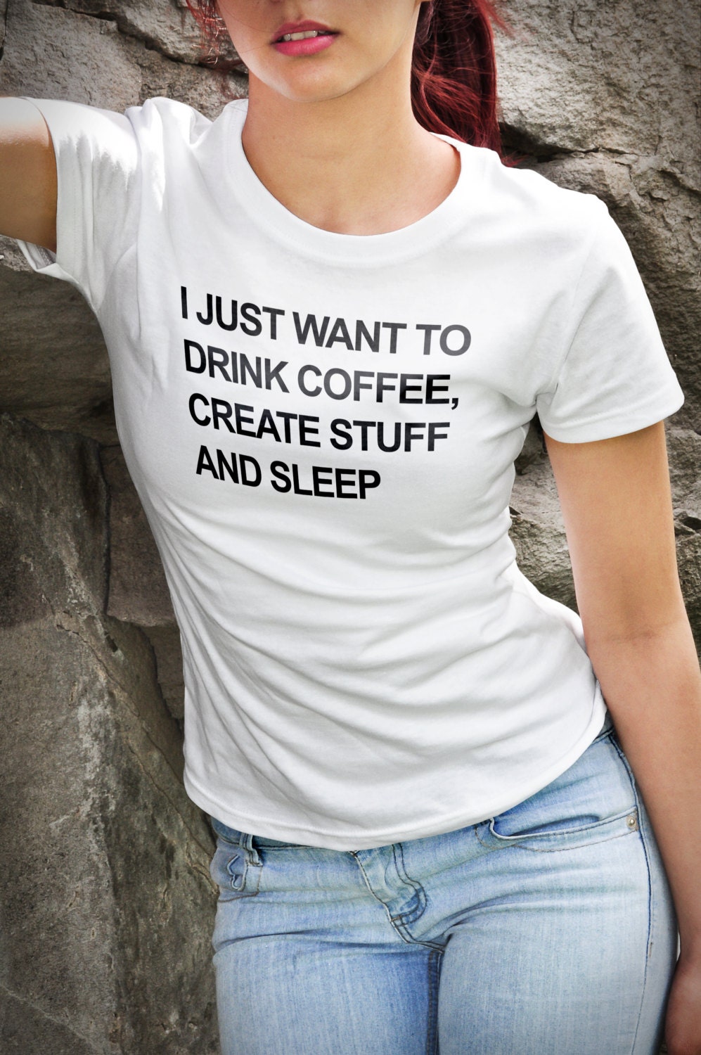 Drink Coffee Create Stuff Sleep Shirt Artist Shirt Funny Slogan Shirt Summer Tee Blogger Shirt Blogger Gift Coffee shirt Gift OS327 Graphic Tee – Premium Graphic · Perfect For Daily Wear